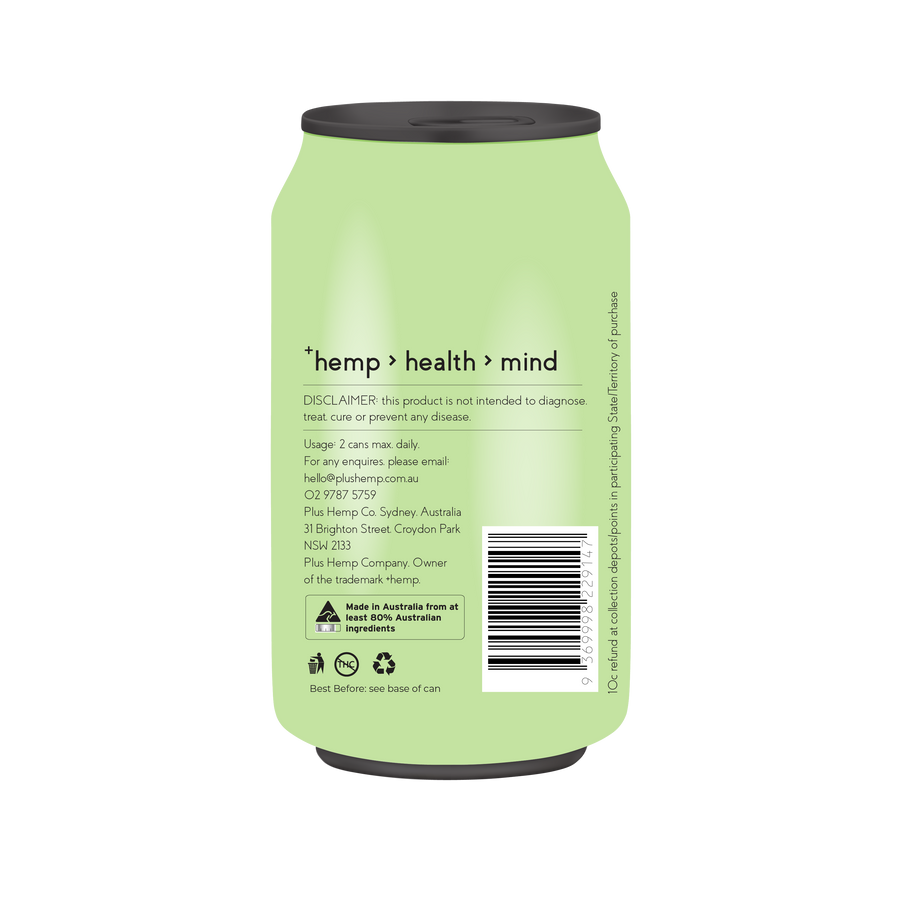 Plus Hemp Hydrate Sparkling Vitamin Water Lemon & Lime 330ml