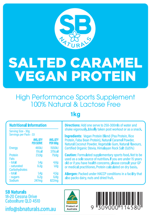 SB Naturals Salted Caramel Vegan Protein 1kg