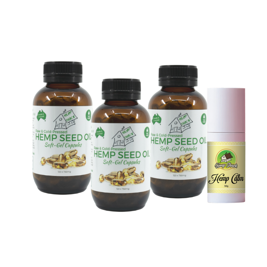 Hemp Seed Oil Capsules Triple Pack - FREE HEMP CALM