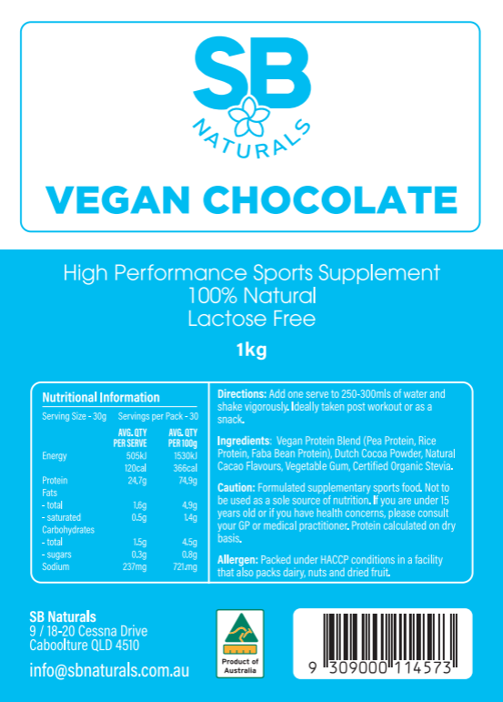 SB Naturals Vegan Chocolate Protein 1kg